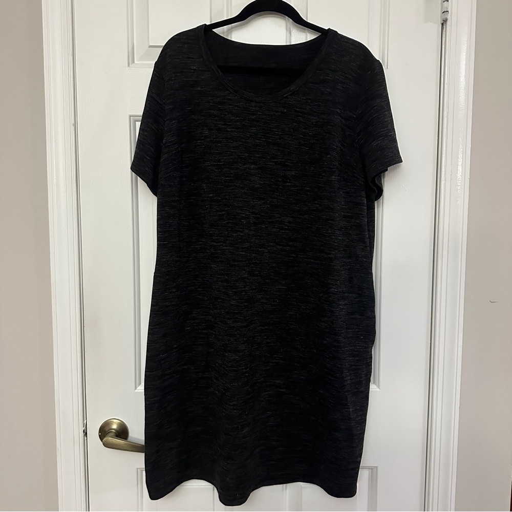 Charcoal Grey Short Sleeve Dress with Pockets